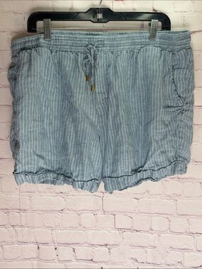 Ellen Tracy Blue & White Striped High Waist Drawstring Shorts Woman’s XL